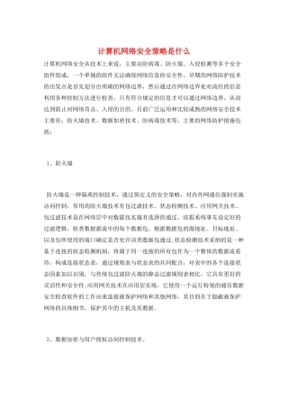 计算机网络安全策略是什么