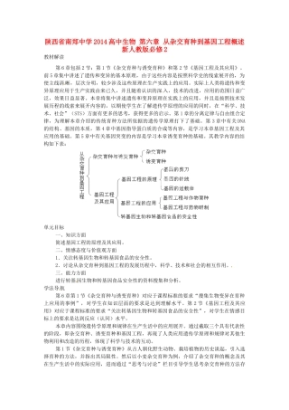 陕西省南郑中学2014高中生物 第六章 从杂交育种到基因工程概述 新人教版必修2