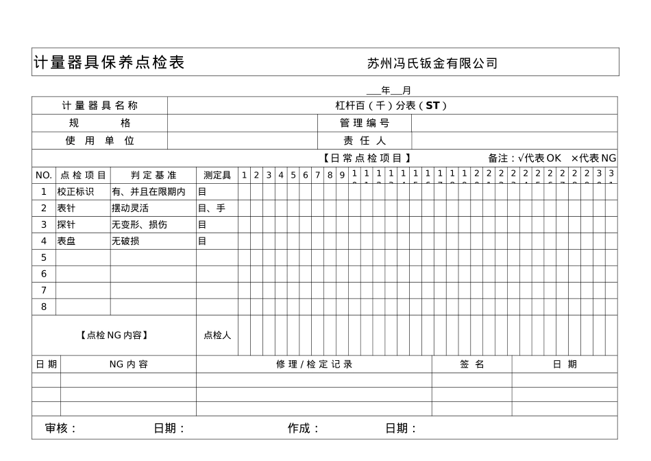 计量器具保养点检表05874_第1页