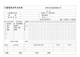 计量器具保养点检表05874