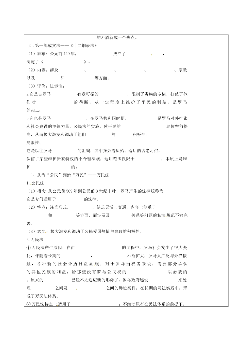 陕西省延长县中学2014年高中历史 罗马人的法律导学案 人民版必修1 _第2页