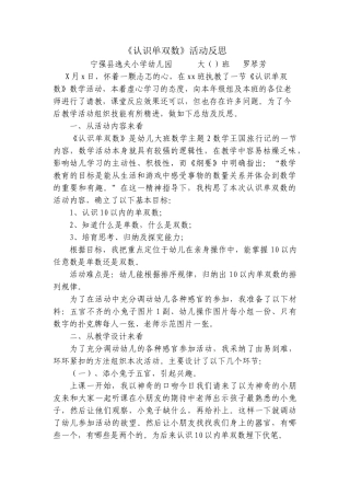 认识单双数反思