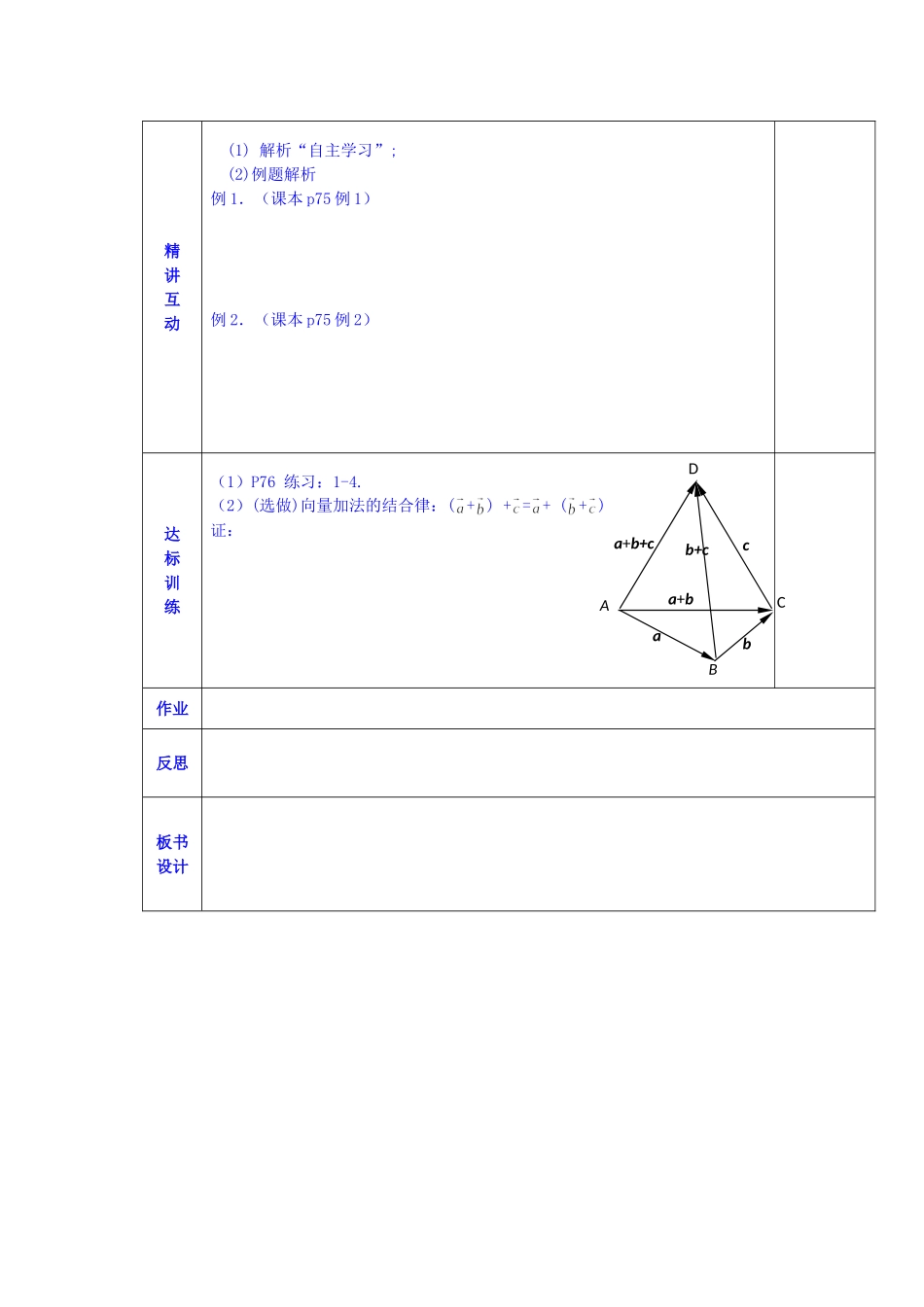 陕西省西安交大阳光中学高中数学 第二章 向量的加法学案 新人教版必修4_第2页