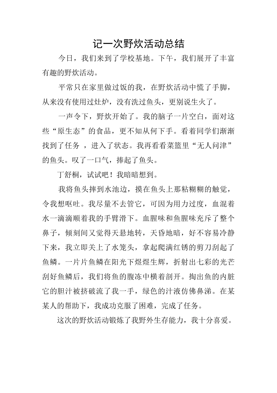 记一次野炊活动总结_第1页