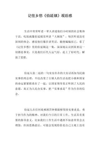 记住乡愁《伯延镇》观后感