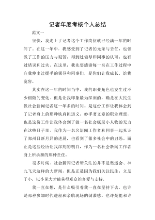 记者年度考核个人总结