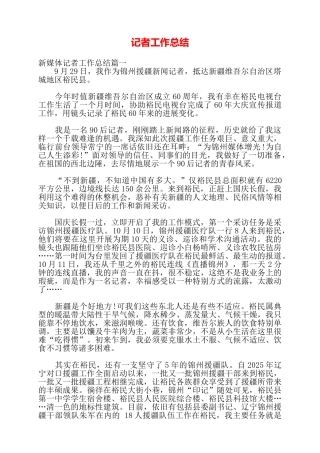 记者工作总结——