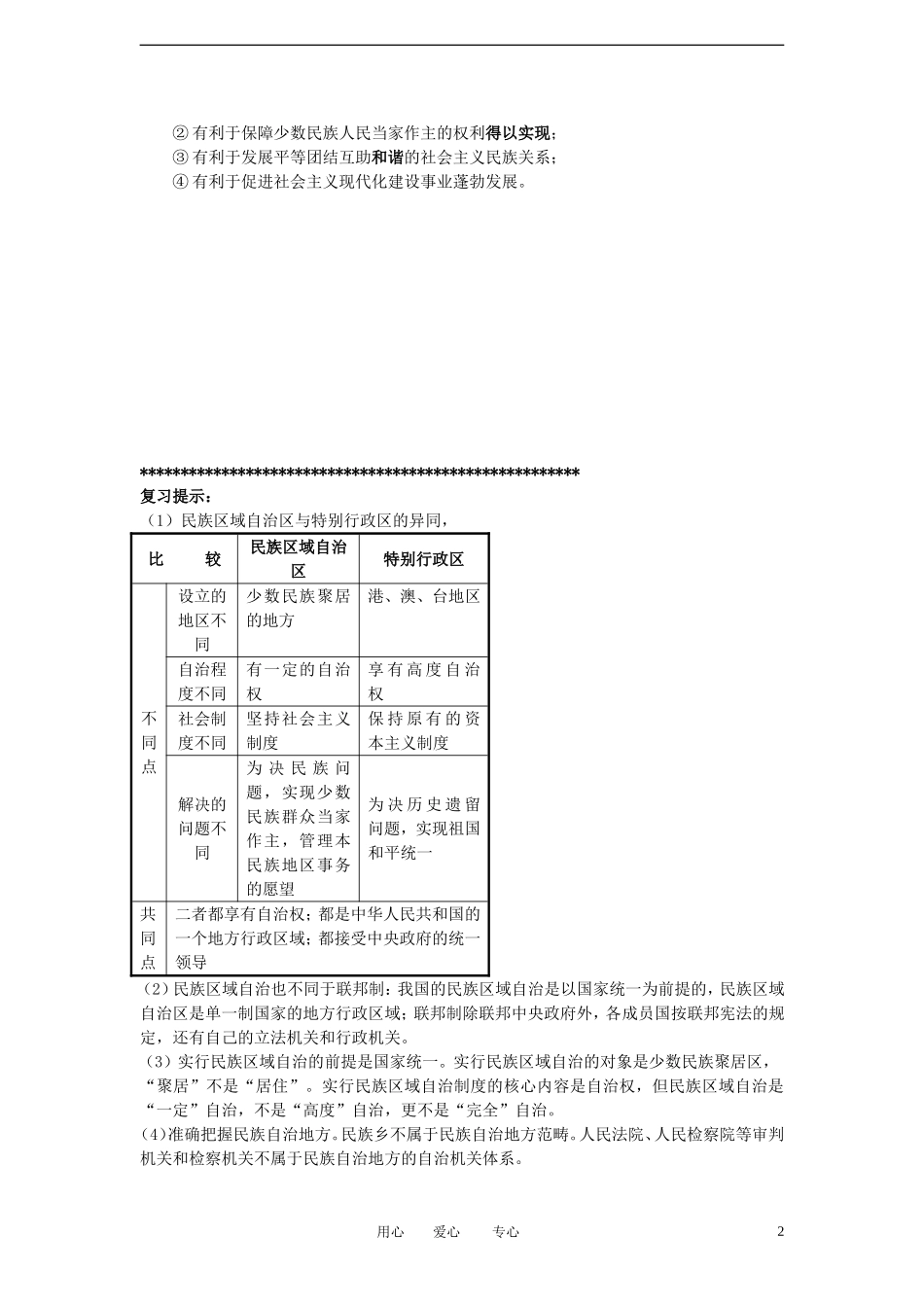 陕西省汉中市陕飞二中2012届高中政治一轮复习讲义 第7课 我国的民族区域自治制度及宗教政策 新人教版必修2_第2页