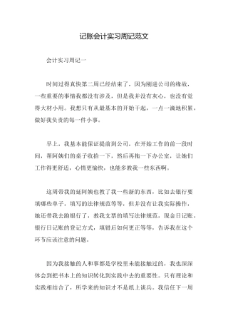 记账会计实习周记范文
