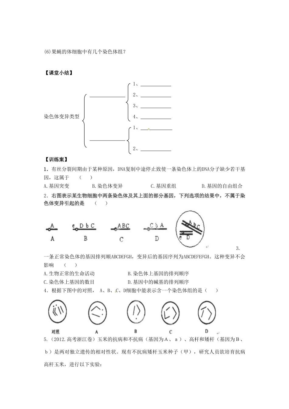 陕西省兴平市秦岭中学高中生物 第5章 第2节 染色体变异教案 新人教版必修2_第3页