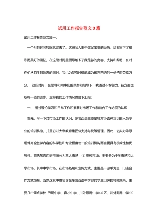 试用工作报告范文3篇