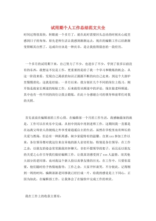 试用期个人工作总结范文大全