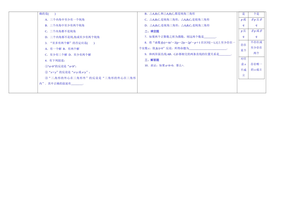 陕西省兴平市秦岭中学高中数学 反证法学案 北师大版选修2-2_第3页