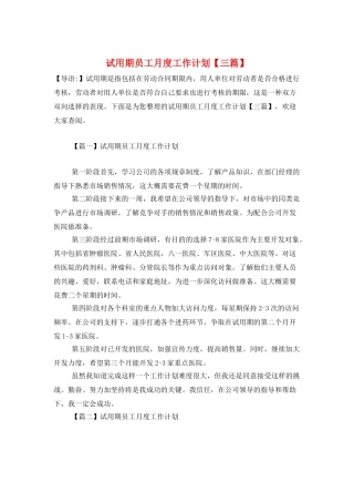 试用期员工月度工作计划