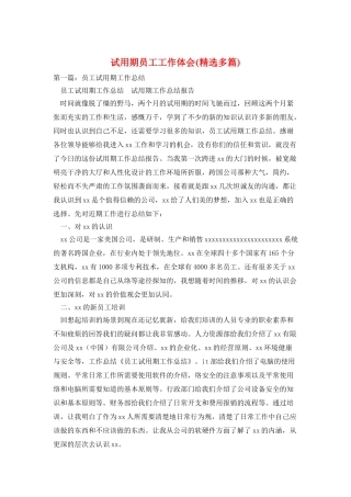 试用期员工工作体会