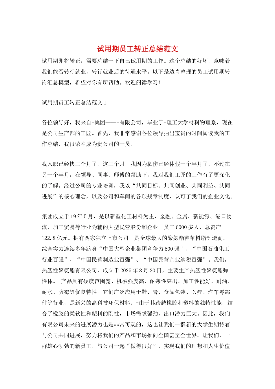 试用期员工转正总结范文_第1页