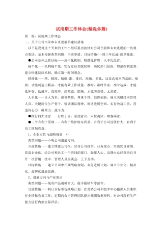 试用期工作体会