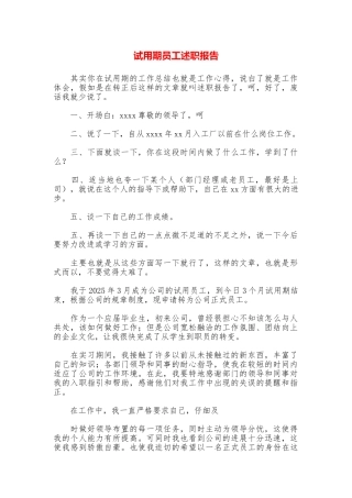 试用期员工述职报告
