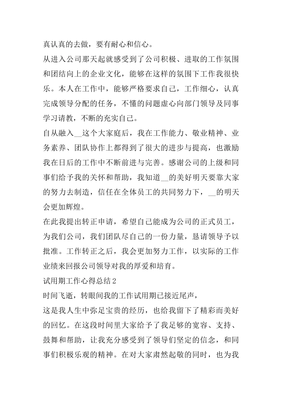 试用期工作心得总结通用范文5篇_第2页