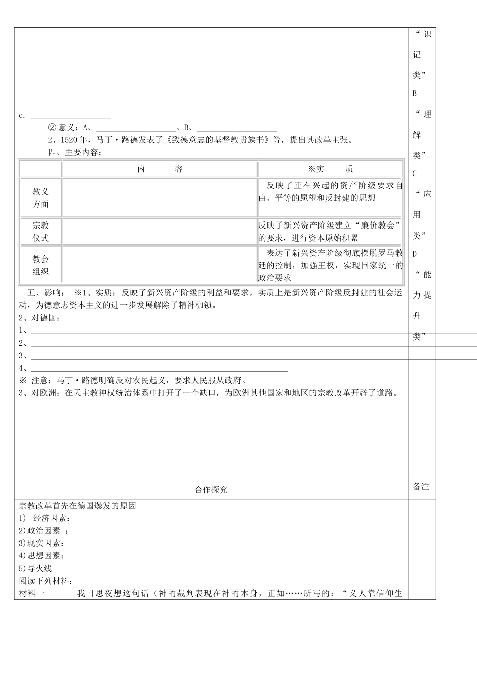 陕西省渭南市澄城县2012-2013学年高二历史 第2课 马丁 路德的宗教改革教学案_第2页