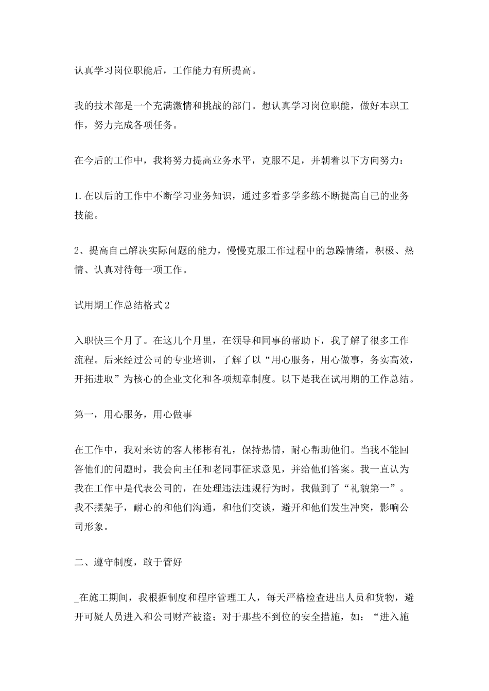 试用期工作总结格式_第2页