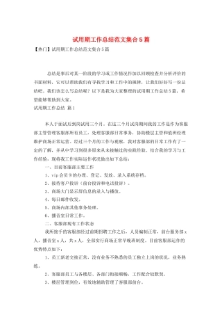 试用期工作总结范文集合5篇