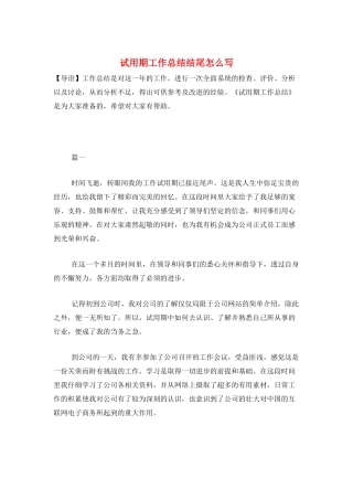 试用期工作总结结尾怎么写