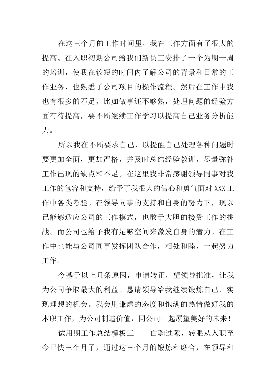 试用期工作总结模板4篇_第3页