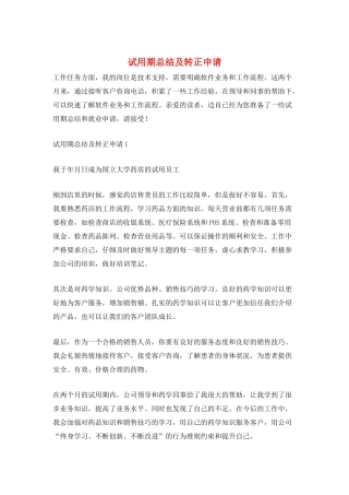试用期总结及转正申请