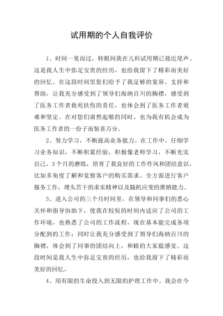 试用期的个人自我评价