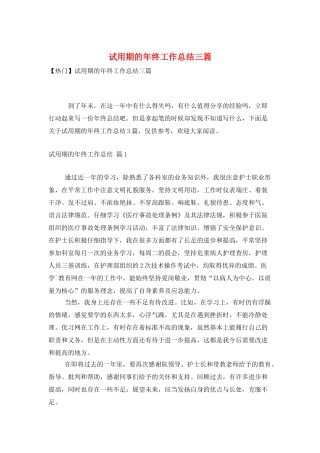 试用期的年终工作总结三篇