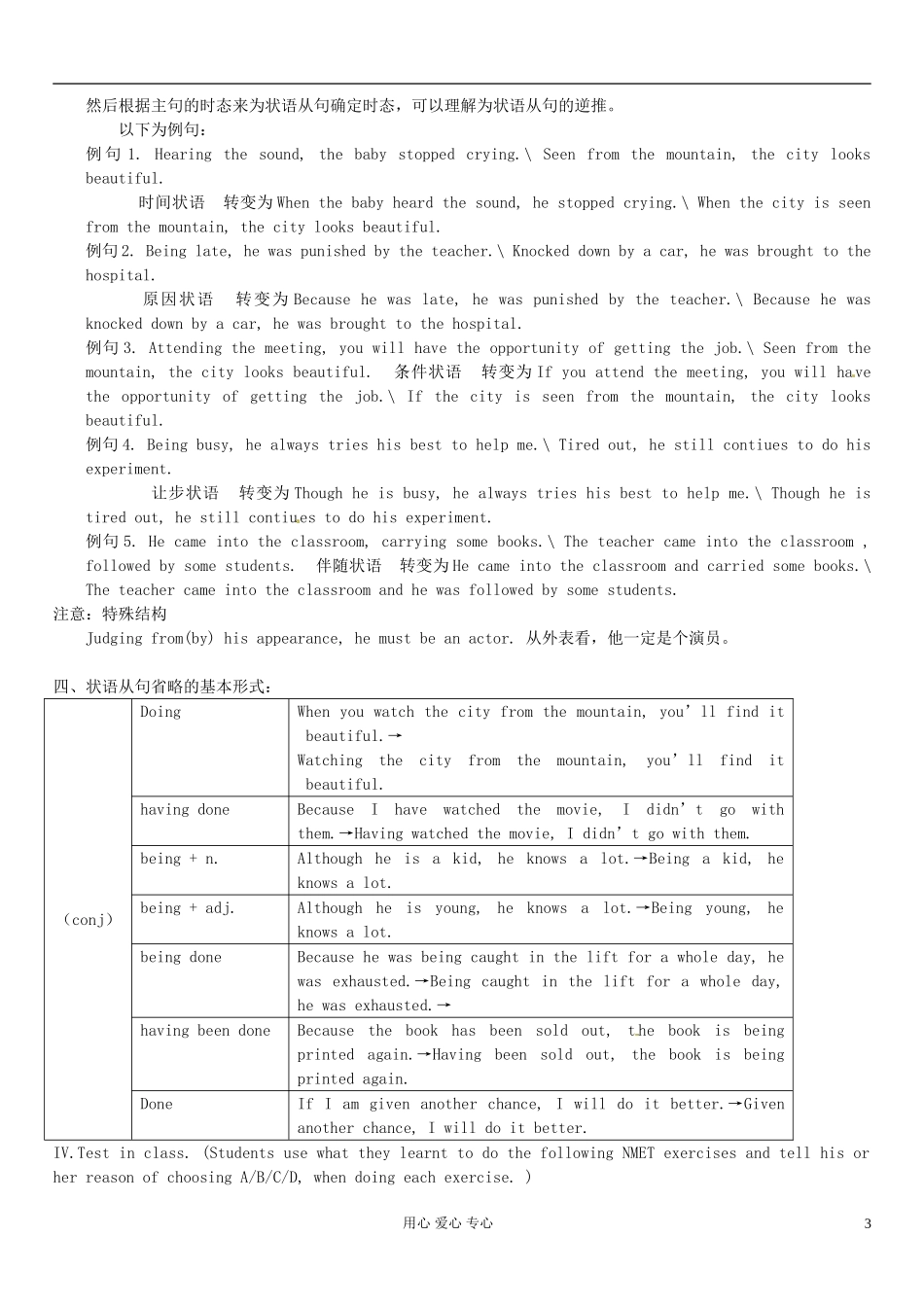 陕西省兴平市秦岭中学高中英语《状语从句省略》学案_第3页