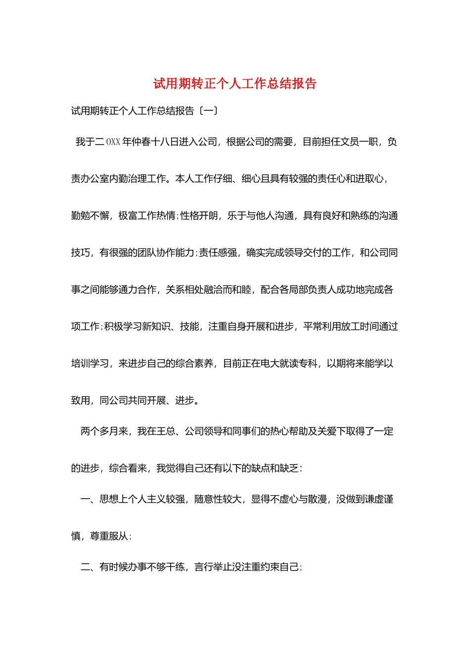 试用期转正个人工作总结报告_第1页