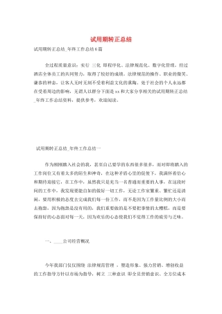 试用期转正总结