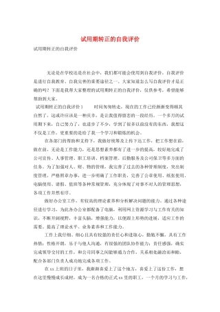 试用期转正的自我评价