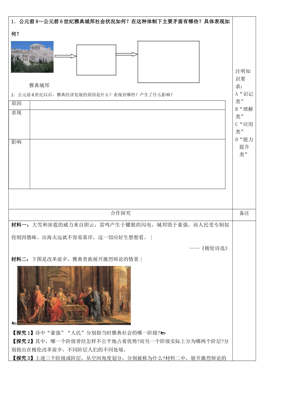 陕西省渭南市澄城县2012-2013学年高二历史 雅典城邦的兴起教学案2_第2页