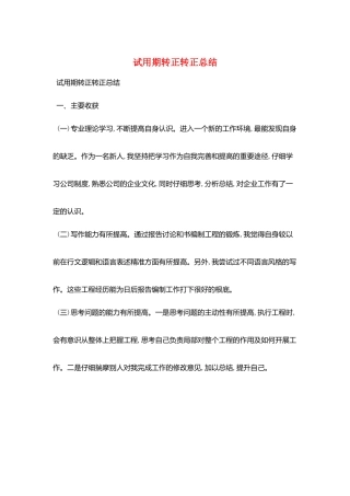 试用期转正转正总结
