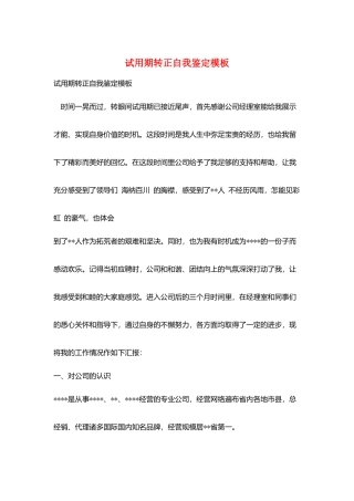 试用期转正自我鉴定模板