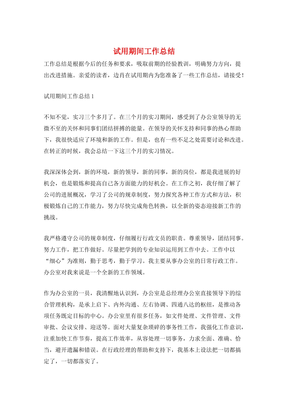 试用期间工作总结_第1页