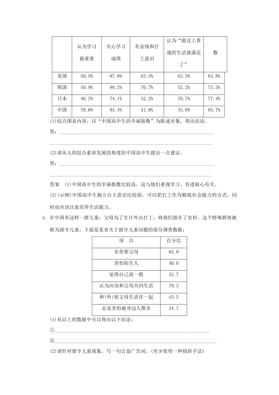 陕西省渭南市希望高级中学2015届高考语文总复习 第一部分 第七单元 图文转换训练_第2页