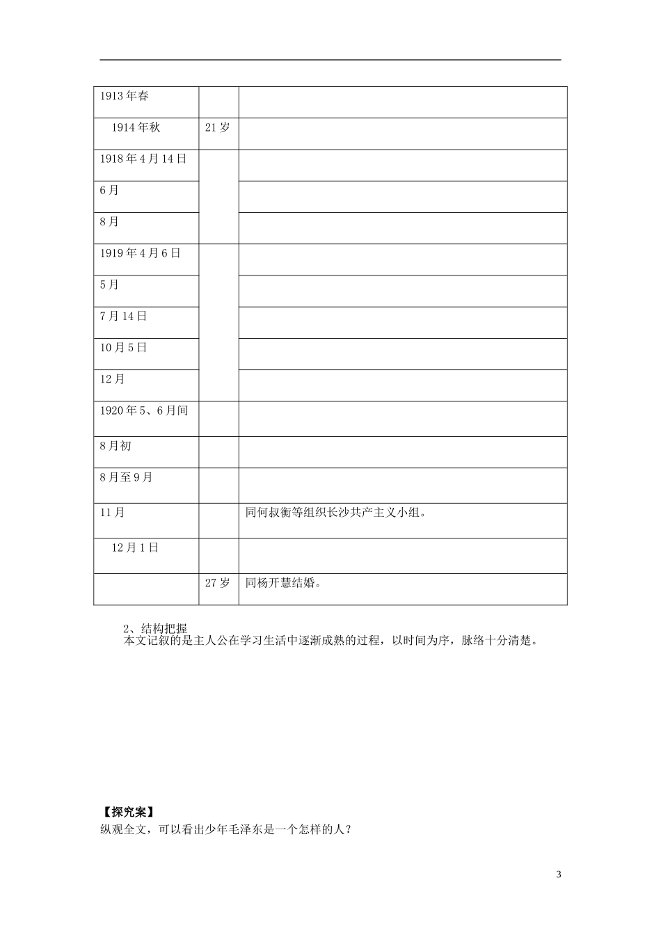 陕西省榆林育才中学高中语文 毛泽东：忆往昔，峥嵘岁月教学案 新人教版选修《中外传记作品选读》_第3页