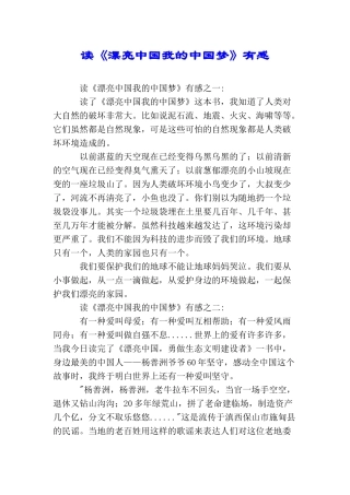 读《美丽中国我的中国梦》有感