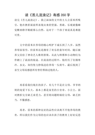读《苦儿流浪记》有感350字