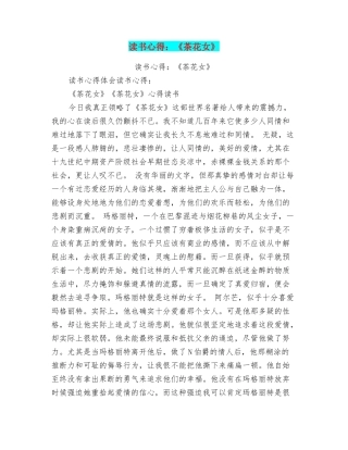 读书心得：《茶花女》