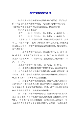 财产约定协议书