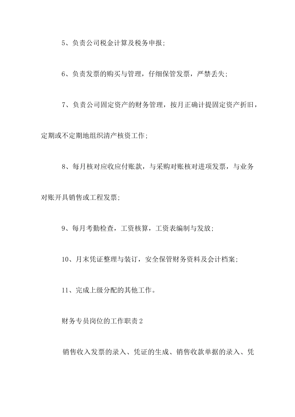 财务专员岗位的工作职责_第2页