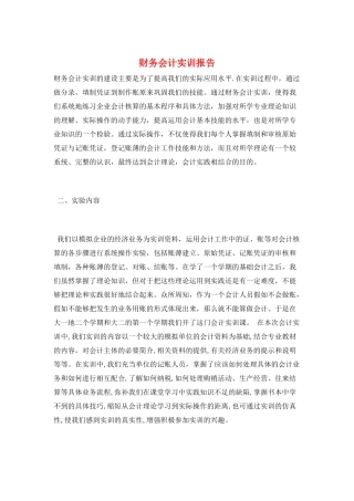 财务会计实训报告
