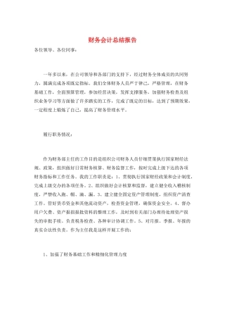 财务会计总结报告