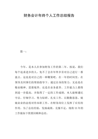 财务会计年终个人工作总结报告