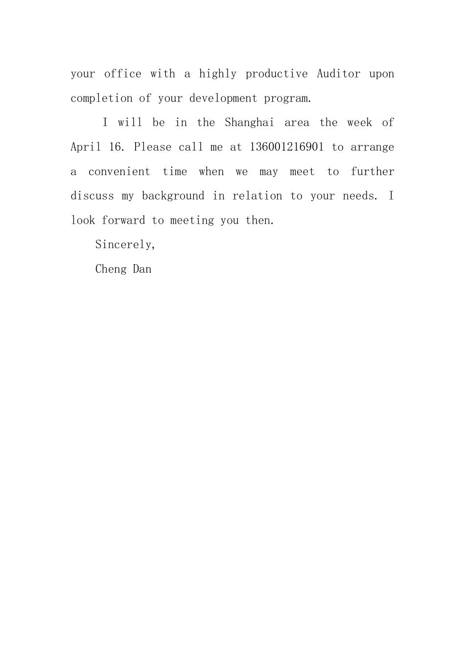 财务助理英文求职信范文_第2页